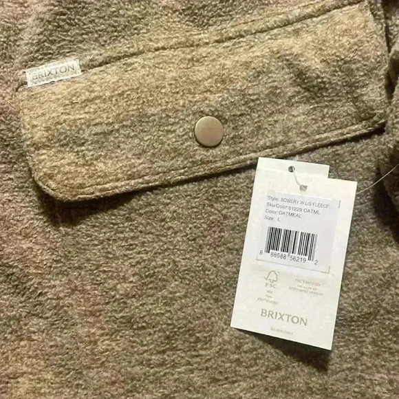 Brixton Bowery Women's Fleece sherpa jacket shacket- Oatmeal - Picture 4 of 7